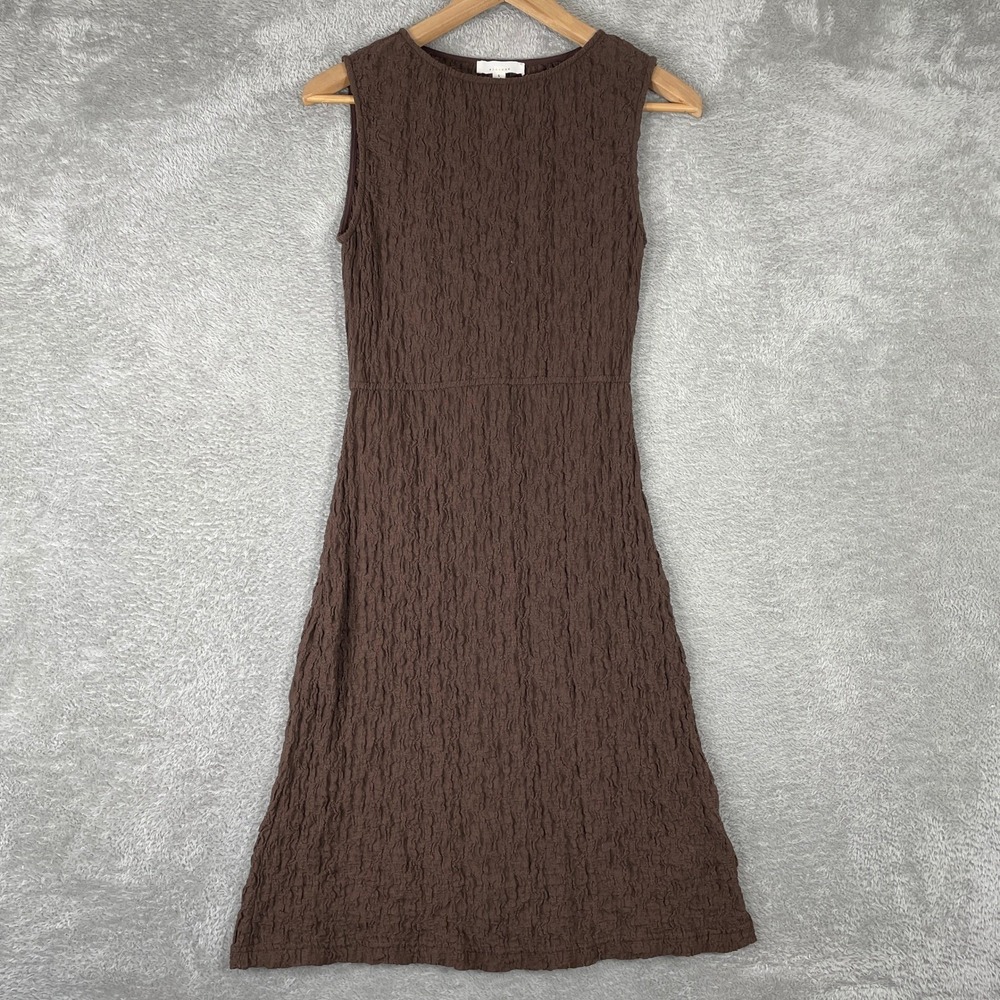 All Row Dress Women‎ Small Brown Textured Puckered Sleeveless Cutout Back Midi